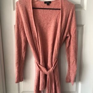 J. Crew Sweater Small Softest Yarn Ribbed Cardigan Long Line Wrap Pink